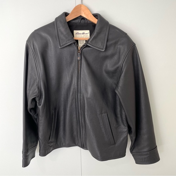 EDDIE BAUER Vintage 00s Women's Legend Leather Jacket Black